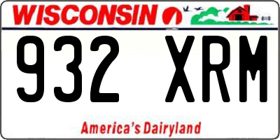 WI license plate 932XRM