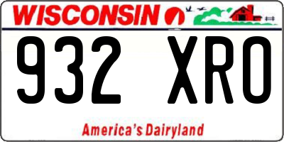 WI license plate 932XRO