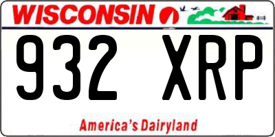 WI license plate 932XRP