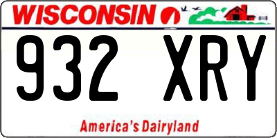 WI license plate 932XRY