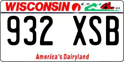 WI license plate 932XSB