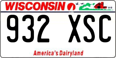 WI license plate 932XSC