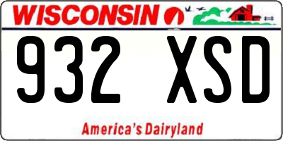 WI license plate 932XSD