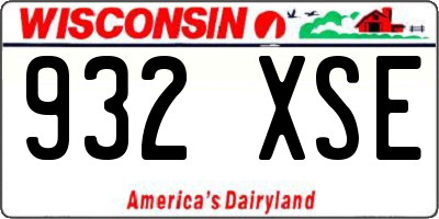 WI license plate 932XSE
