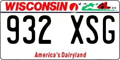 WI license plate 932XSG