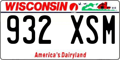 WI license plate 932XSM