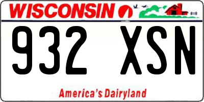 WI license plate 932XSN