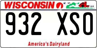 WI license plate 932XSO