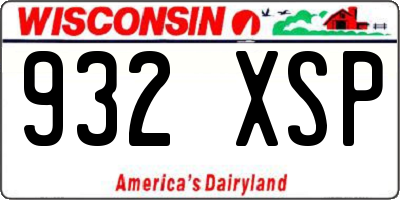 WI license plate 932XSP