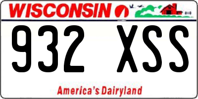 WI license plate 932XSS