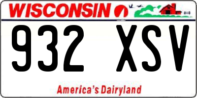 WI license plate 932XSV