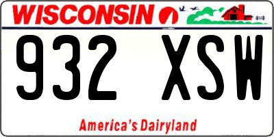 WI license plate 932XSW