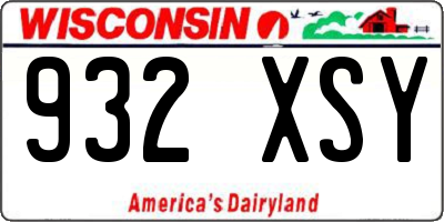 WI license plate 932XSY