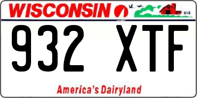 WI license plate 932XTF
