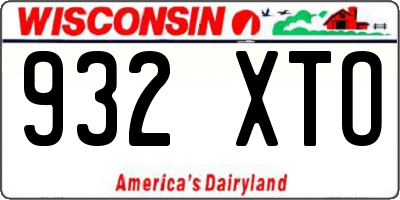 WI license plate 932XTO
