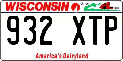 WI license plate 932XTP