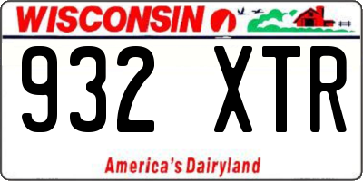 WI license plate 932XTR