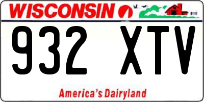 WI license plate 932XTV