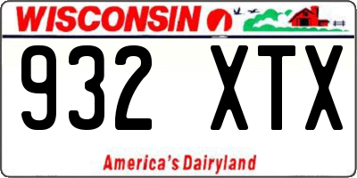 WI license plate 932XTX