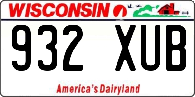 WI license plate 932XUB