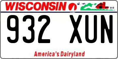 WI license plate 932XUN
