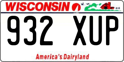WI license plate 932XUP