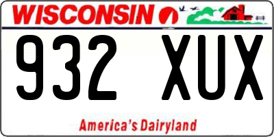 WI license plate 932XUX