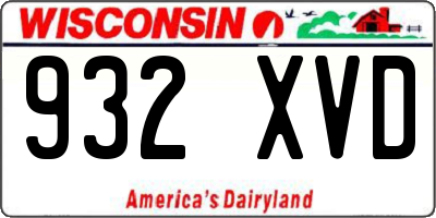 WI license plate 932XVD