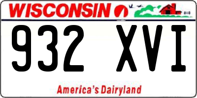 WI license plate 932XVI