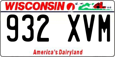 WI license plate 932XVM