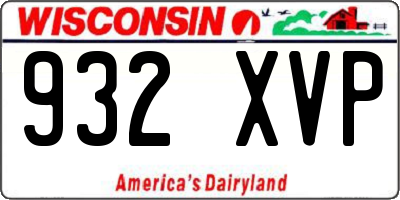 WI license plate 932XVP