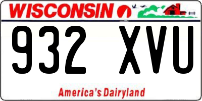 WI license plate 932XVU