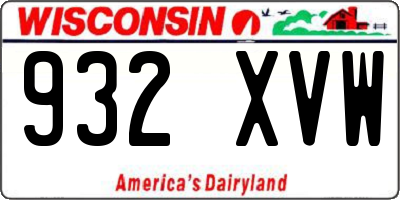 WI license plate 932XVW
