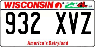 WI license plate 932XVZ