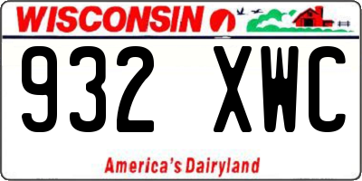 WI license plate 932XWC