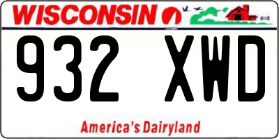 WI license plate 932XWD