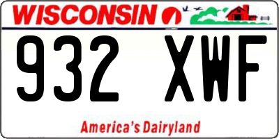WI license plate 932XWF