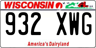 WI license plate 932XWG