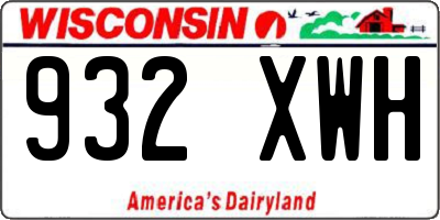 WI license plate 932XWH