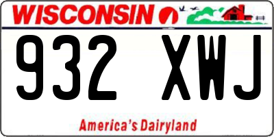 WI license plate 932XWJ