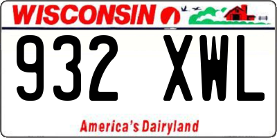 WI license plate 932XWL