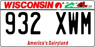 WI license plate 932XWM