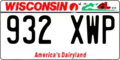 WI license plate 932XWP