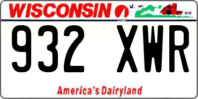 WI license plate 932XWR