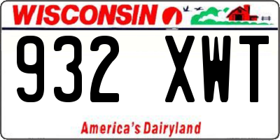 WI license plate 932XWT