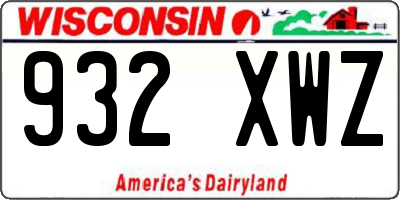 WI license plate 932XWZ