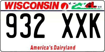 WI license plate 932XXK