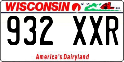WI license plate 932XXR