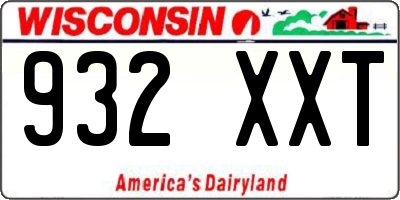 WI license plate 932XXT