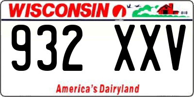 WI license plate 932XXV